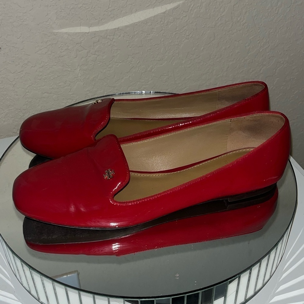TORY BURCH Shoes Samantha Smoking Slipper Flat SZ8.5M-Liberty Red Patent Leather - Picture 7 of 12